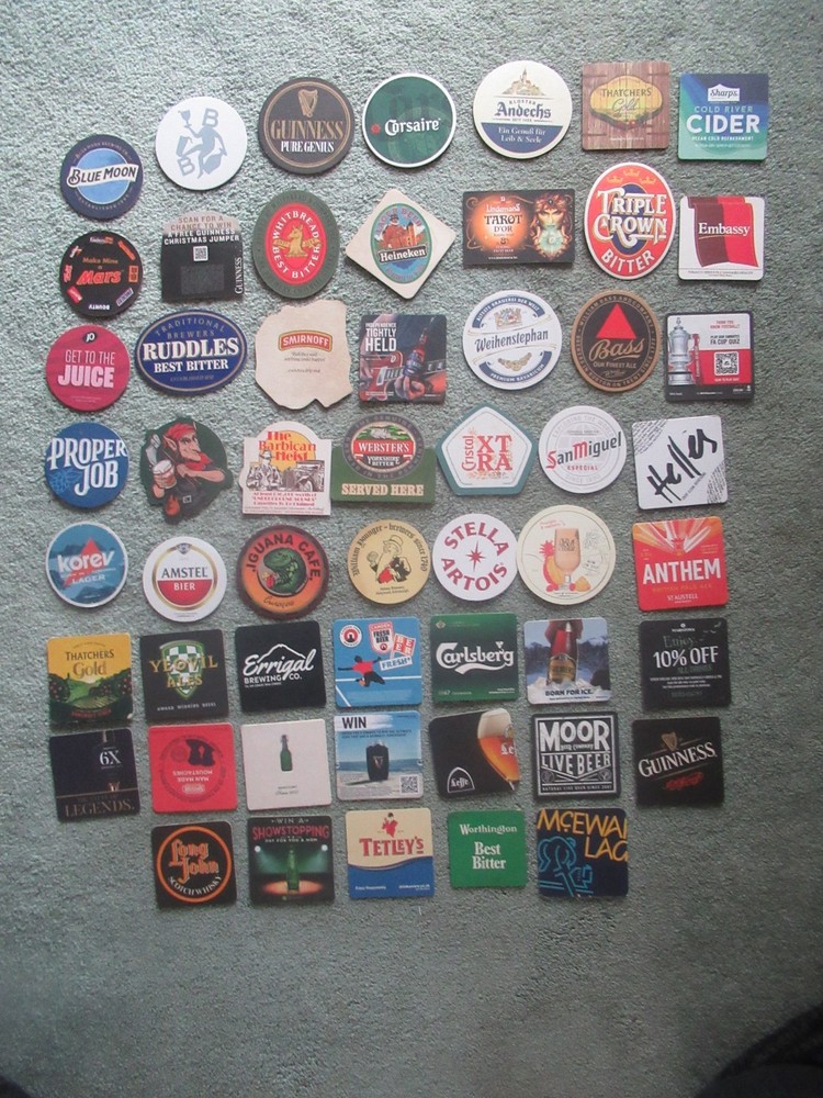 54 x Beer Mats, Coasters - ALL DIFFERENT