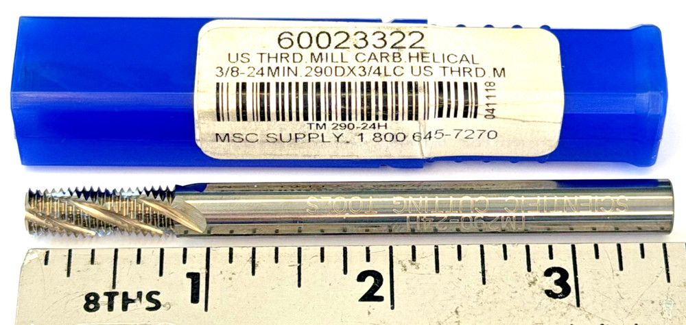Thread Mill 3/8-24 UN Solid Carbide  - Full Form USA Made