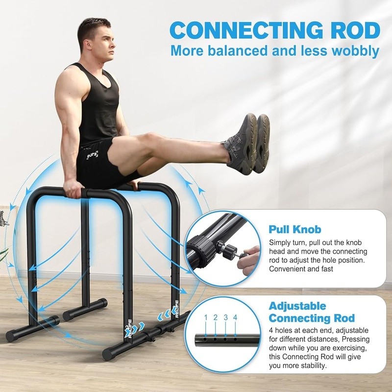 Heavy Duty Adjustable Dip Bars Push Ups Pull Ups Stand Body Strength Training