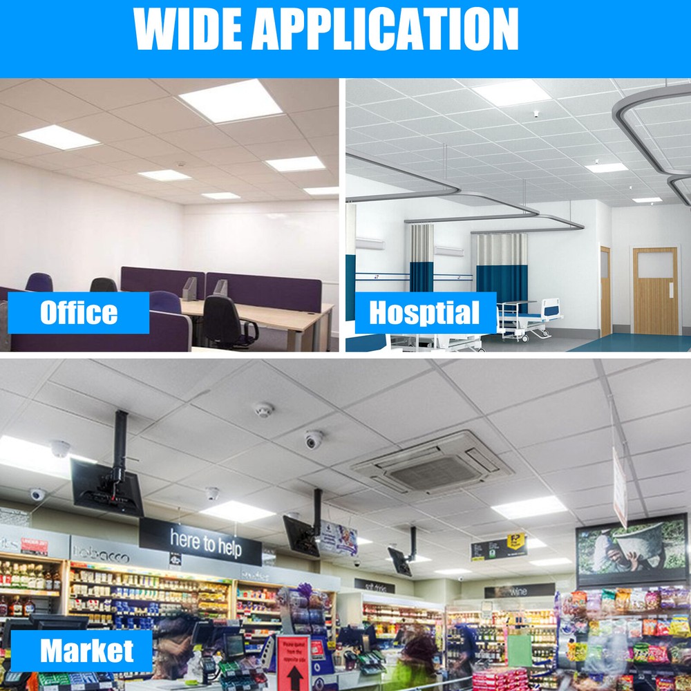 2-100Pack 2x2Ft LED Panel Light Drop Ceiling Flat Recessed Troffer Fixture 5000K