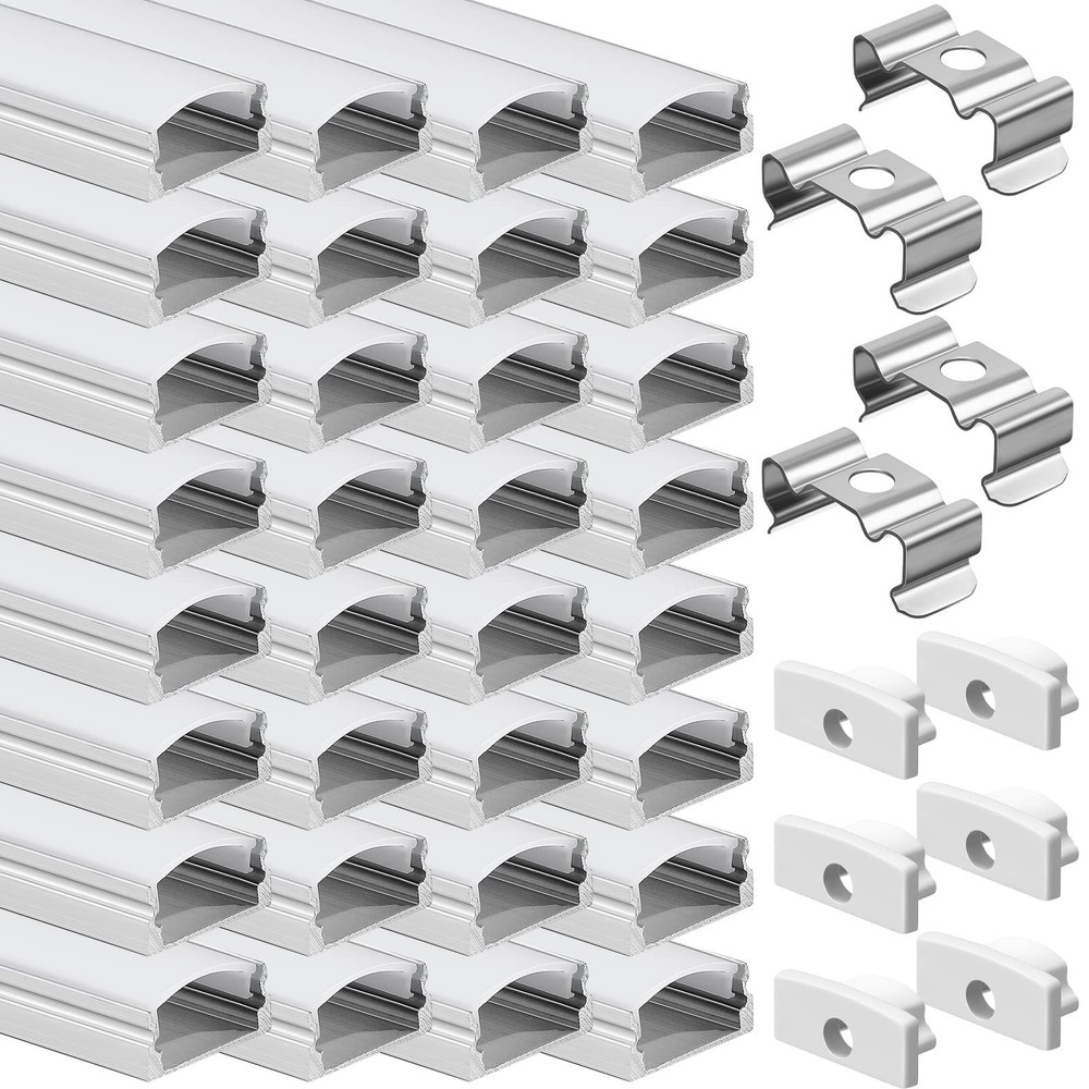 60 Pack 3.3FT 1Meter U Shape LED Strip Aluminum Channel Diffuser System with ...