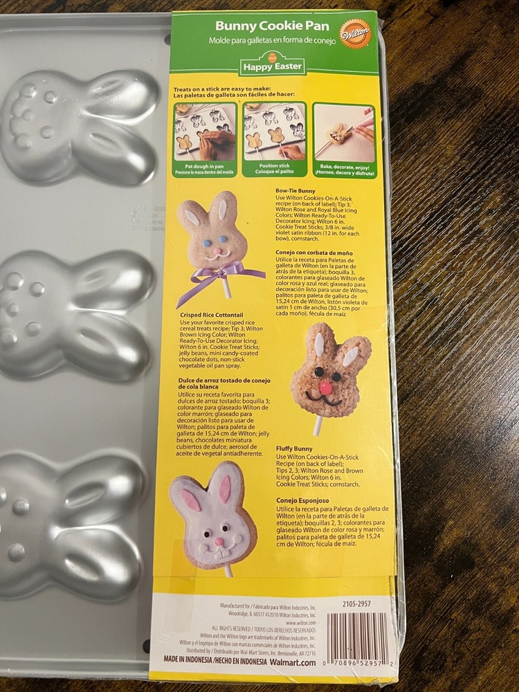 Wilton Bunny Cookie Pan NEW easter spring bakeware treat rabbit stick 2105-2957
