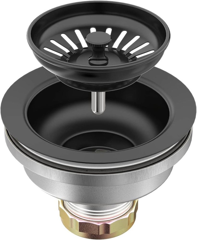 Sink Drain Assembly, Kitchen Sink Drain Strainer Kit with Removable Strainer Bas