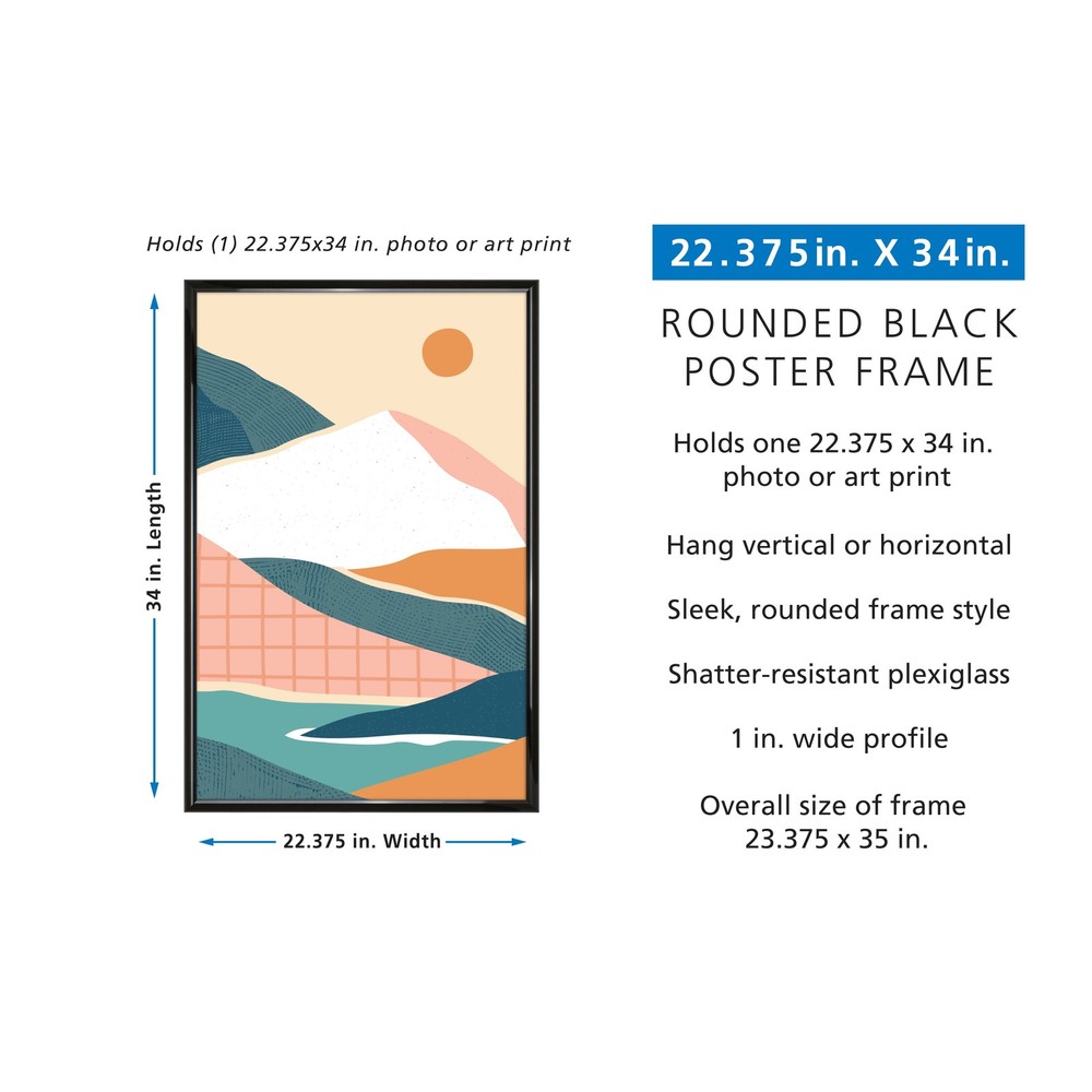 Mainstays 22x34 Rounded Black Poster Picture Frame