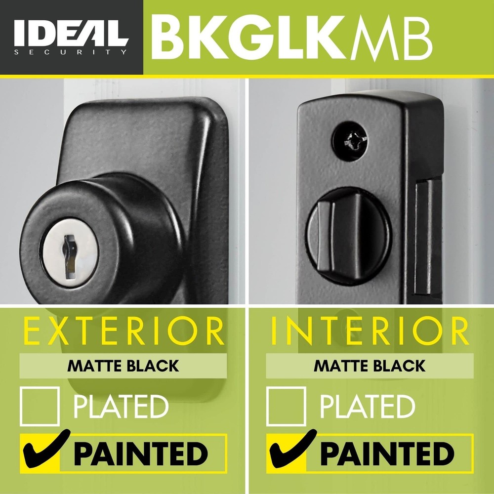 Ideal Security Model GLK Deadbolt for Storm and Screen Doors, Key Matte Black
