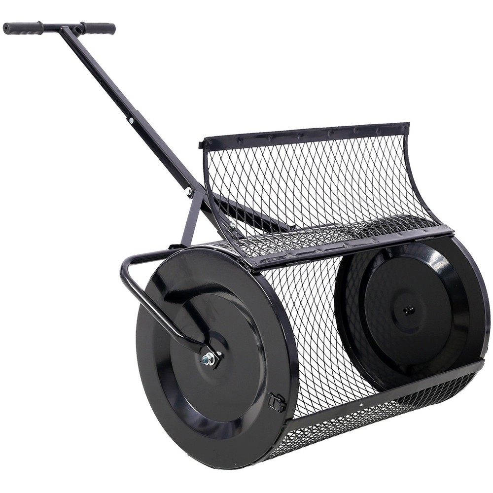 Heavy Duty 24in Peat Moss Compost Spreader T Handle Mesh Roller