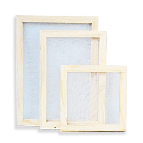 11 Pack Paper Making Screen Kit Include 5 PCS Wooden Paper Making Mold Frame...