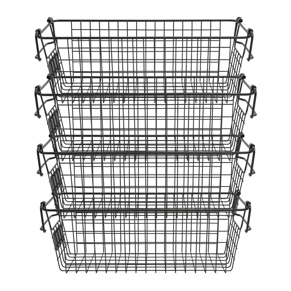 4 Pcs Durable Stackable Storage Baskets for Home Organization