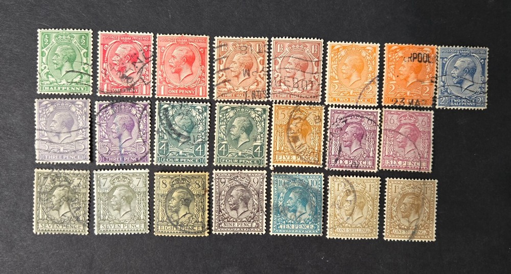 Great Britian Sc # 159-72 , used, color variations, 1912-13