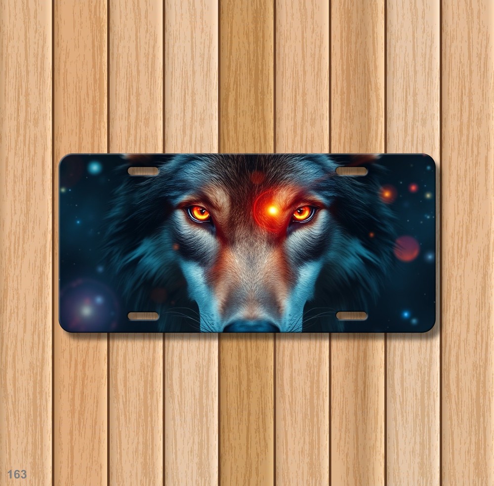 Powerful Wolf License Plate Optional Text Vanity Plate Gift Idea