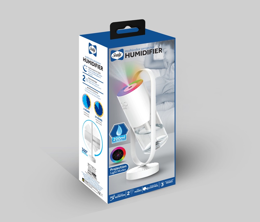 Sealy Humidifier with Multi-Color Light-Up Projector with 2 Mist Modes (HU-100)