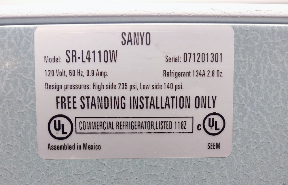 Sanyo SR-L4110W Under Counter Refrigerator