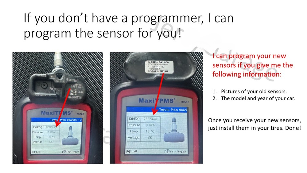 4Pack programmable TPMS MX-Sensor 315MHz & 433MHz for Autel Scanners TS408 TS508