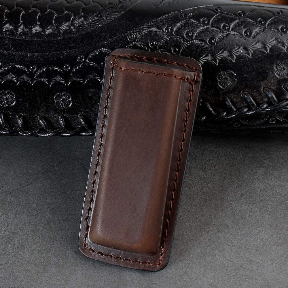 Tactical Genuine Leather Magazine Pouch for .40 .45 9mm Single Stack Mag Holder