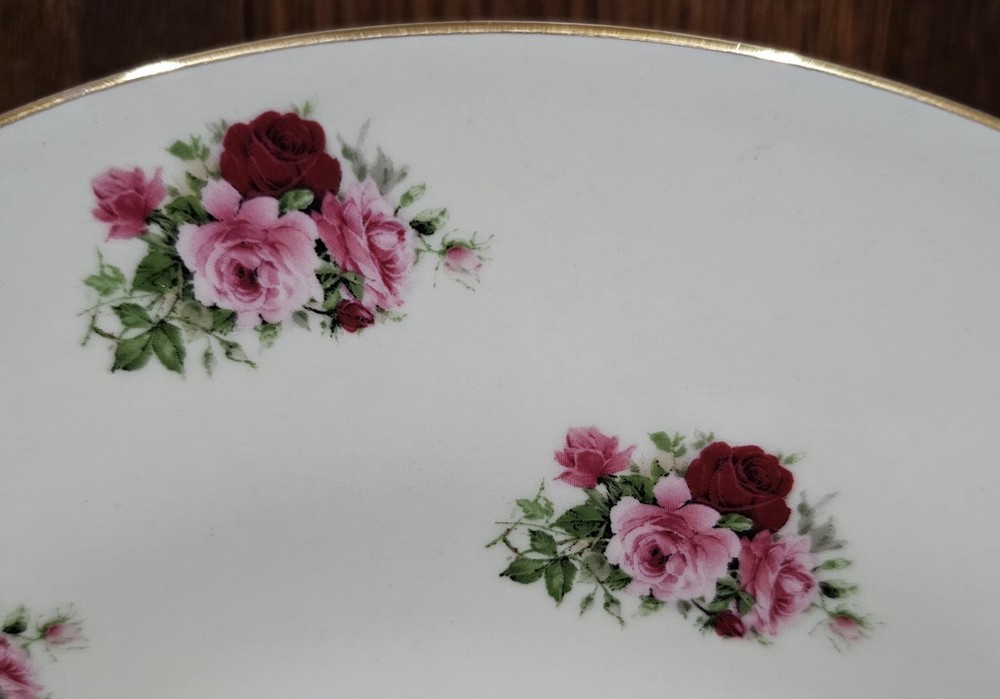 NEW! Baum Bros Formalities Rose Cake Plate w/Matching Server Ceramic