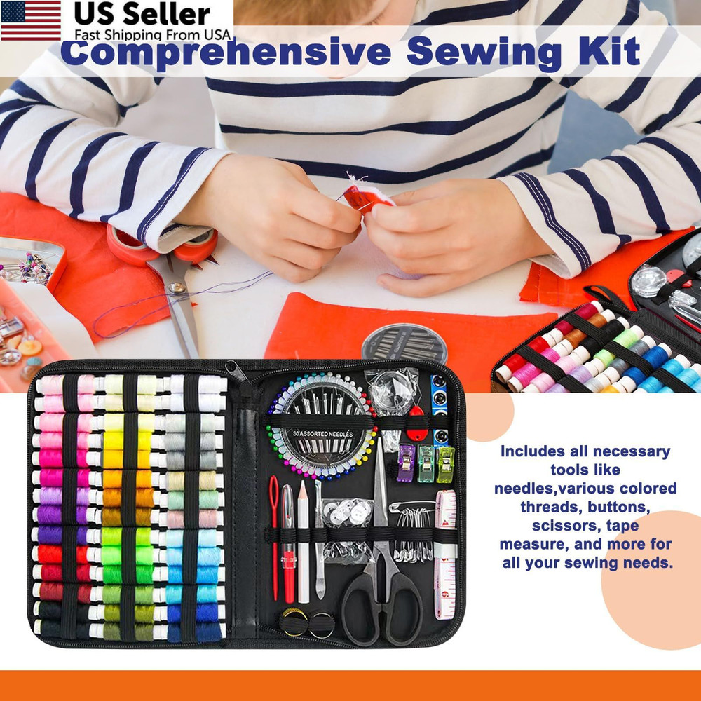 JUNING Sewing Kit with Black Case Portable XL-42 Threads-Black,