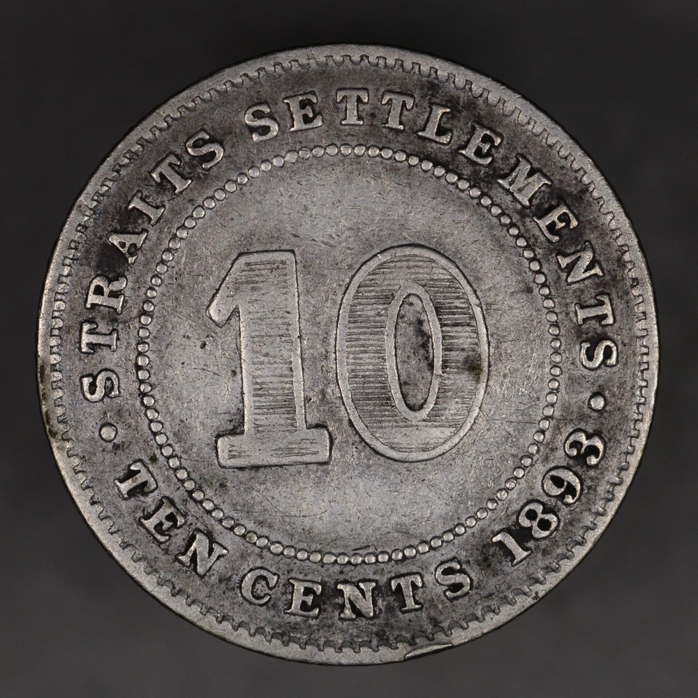 1893 Straits Settlements Silver 10 Cents