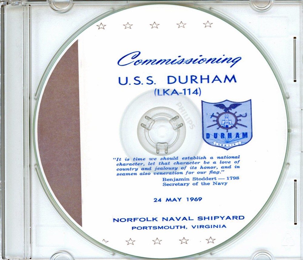 USS Durham LKA 114 Commissioning Program 1969  Navy Plank Owners