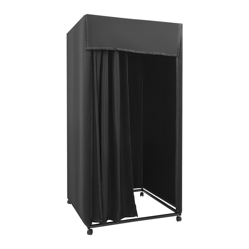 Modern Black Portable Dressing And Movable Fitting Room With 4 Universal Wheels