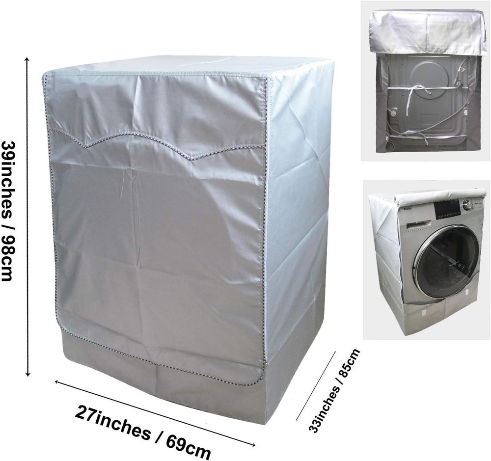 Durable Silver Washer/Dryer Cover - Waterproof, Dustproof, Easy Access Design