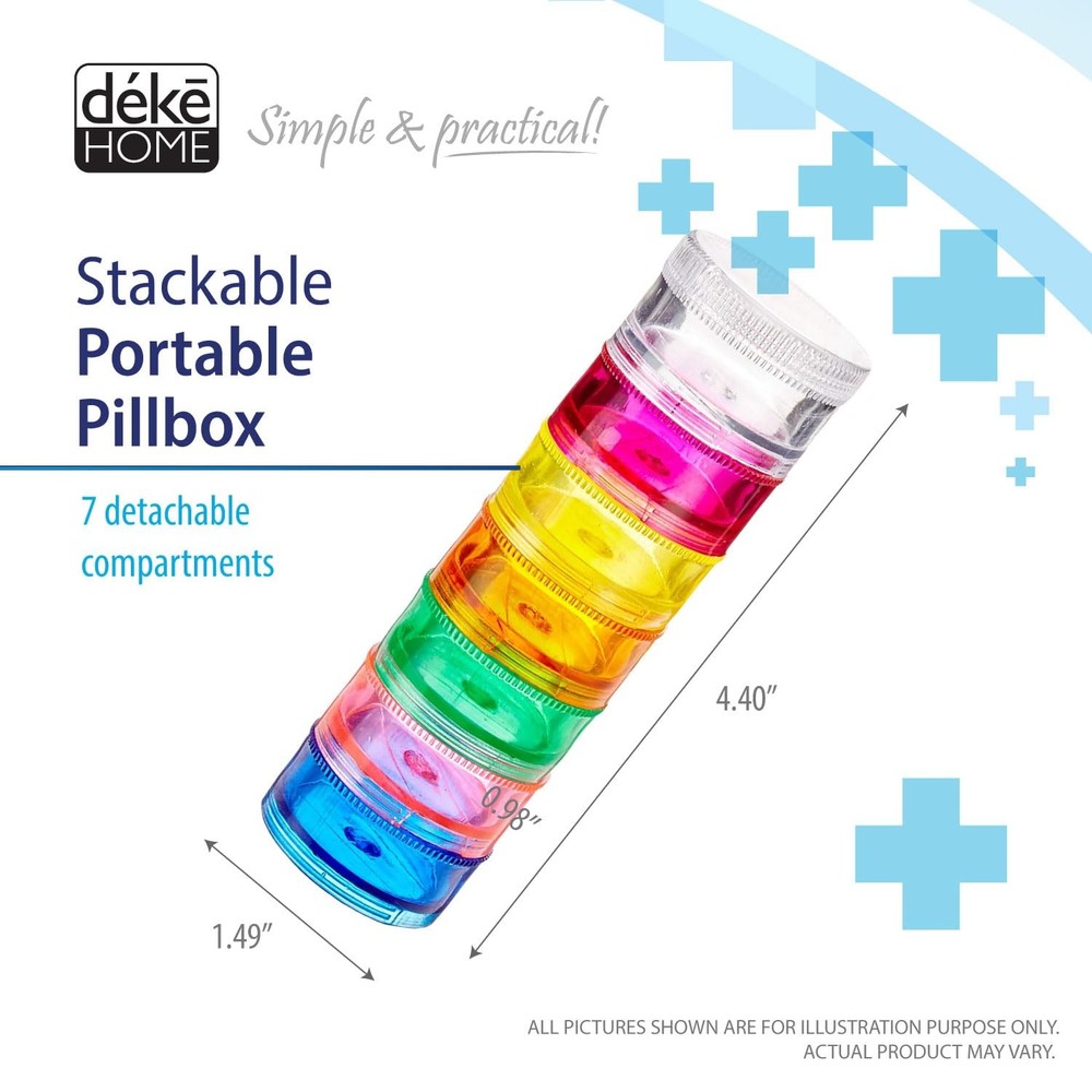 Deke Home - Stackable Pill Organizer (2 2 Count (Pack of 1), Multicolor