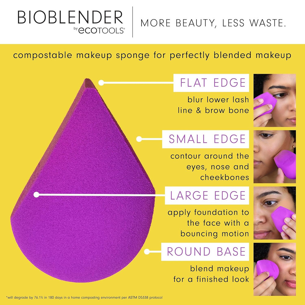 2 Pack Eco Friendly Makeup Sponge Duo Biodegradable Blender for Foundation