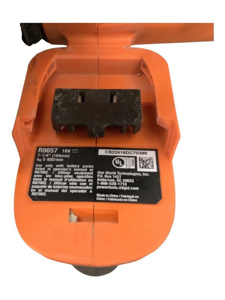 RIDGID TOOLS R8657 CIRCULAR SAW NO CHARGER (MP3068091)