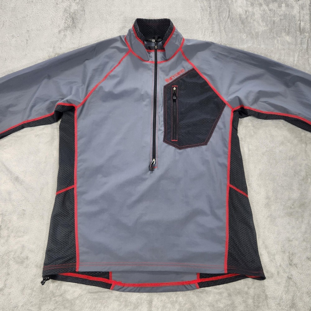 Beyond Jacket Mens XL Gray 1/2 Zip Softshell Pullover Windbreaker Made USA