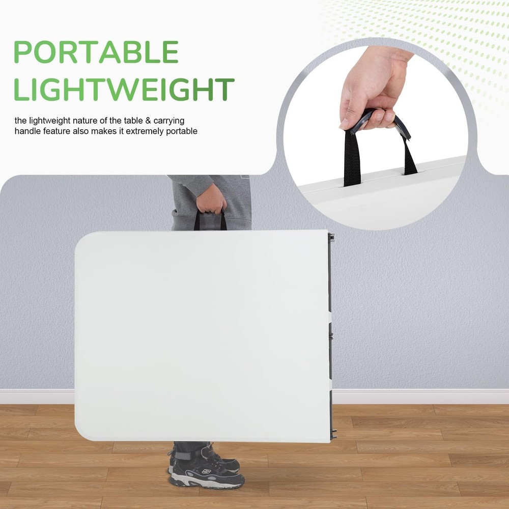 Paylesshere | 6FT Folding Table | Portable Plastic Table with Carry Handle | Wat