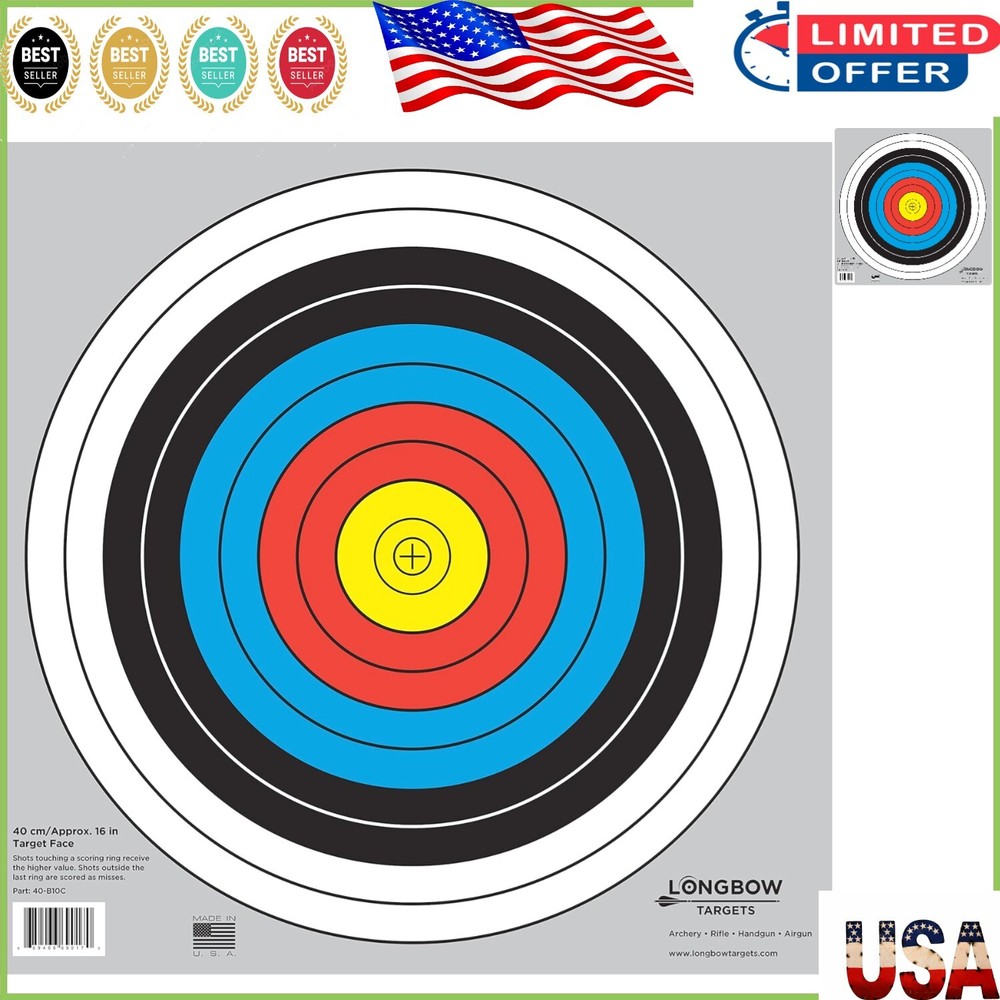 Bulk 20 Pack Longbow 40cm Targets - Precision Printed for Archery Proficiency