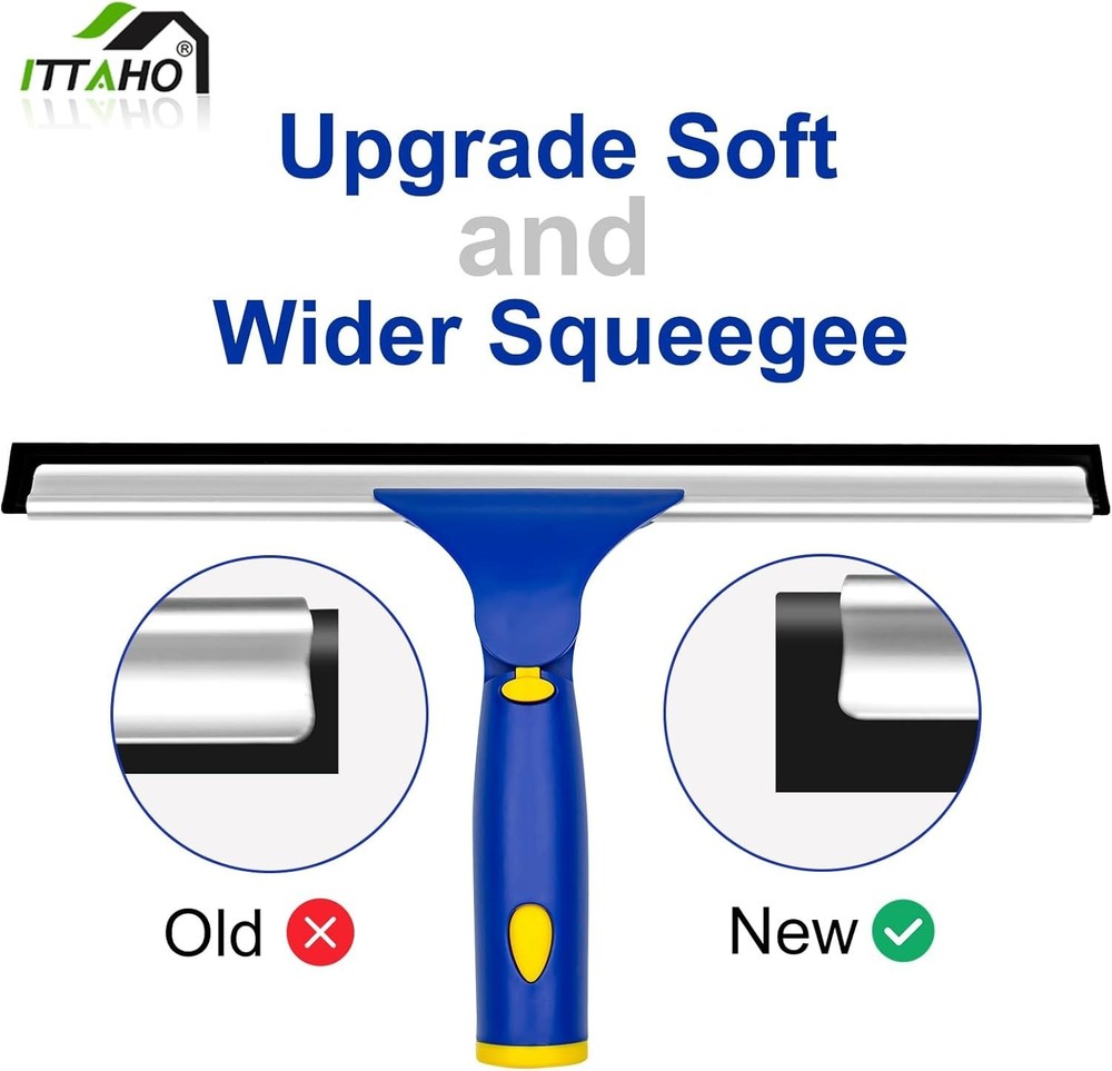 High Window Cleaning Tool with 12-Inch Squeegee and Stainless Handle