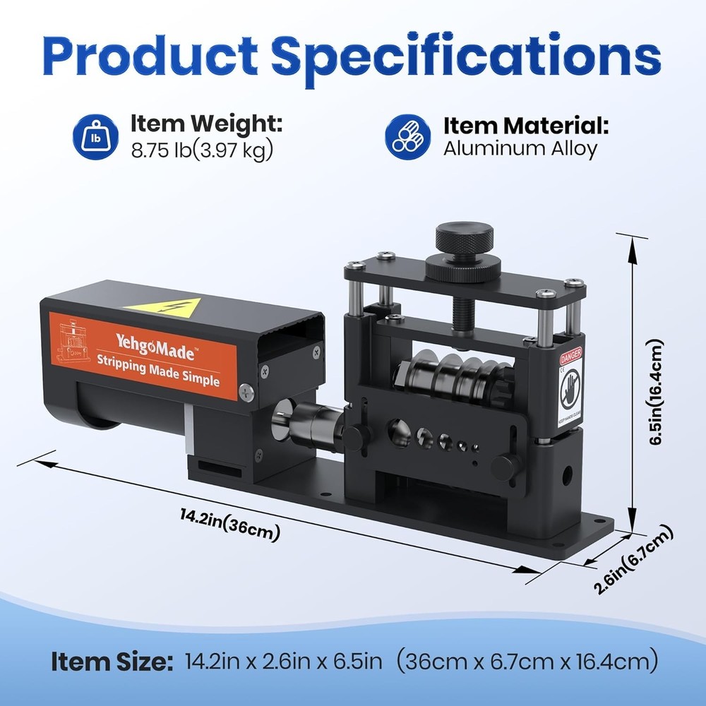 Electric Wire Stripper Machine with Enhanced Motor, High-Efficiency Cable Str...