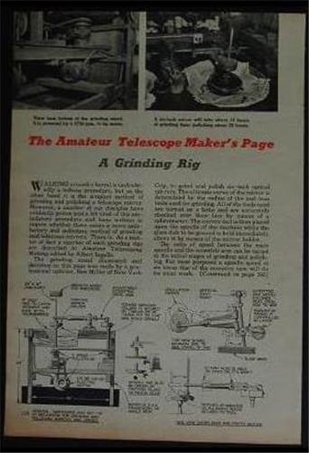 TELESCOPE MIRROR GRINDING Machine Design INFO PLANS original 1951