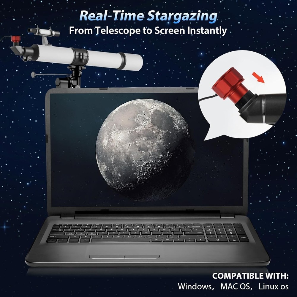 Telescope Camera 4K, 8MP Astrophotography Camera - 1.25" Telescope Electronic...