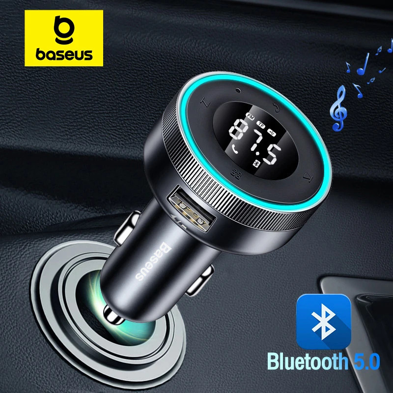 Baseus FM Transmitter Modulator Car Wireless Bluetooth 5.0 USB Fast Charger Auto