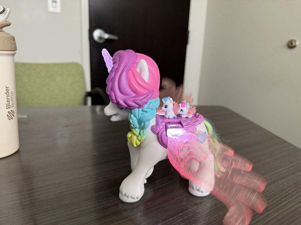 Hatchamails Interactive Unicorn Pegasus Rainbow Braids Lights Up & Talks