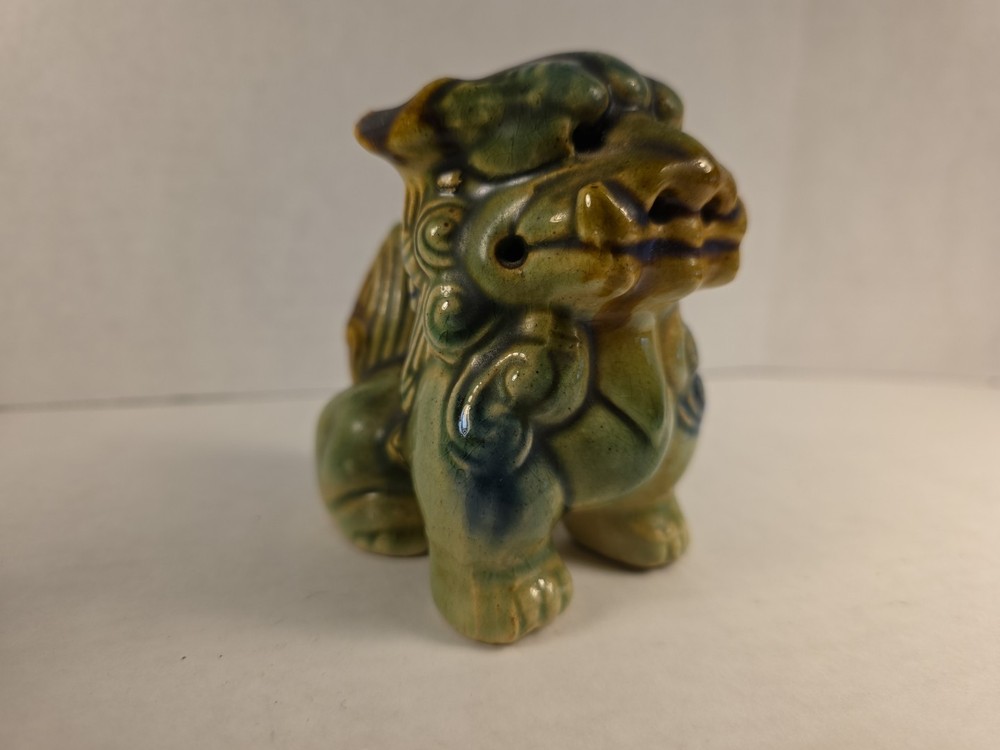 Vintage Dragon Ceramic Green Cone Incense Burner Set