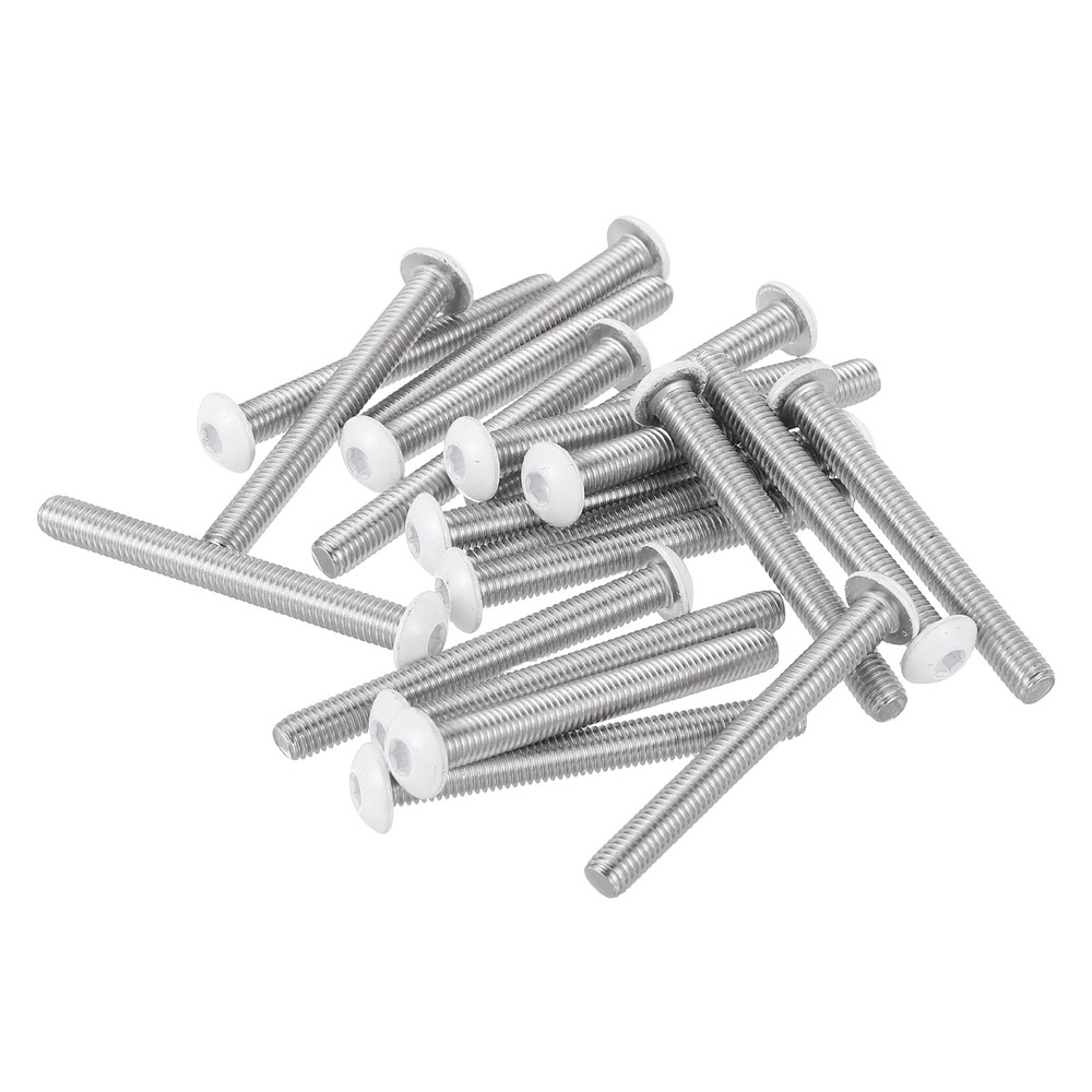 20 Pcs M5-0.8 x 45mm Button Head Socket Cap Screw Machine Screw, White