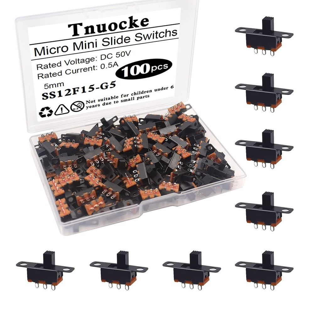 100PCS 5Mm High Knob Vertical Micro Mini Slide Switchs,3 Pin 2 Position SPDT Lat