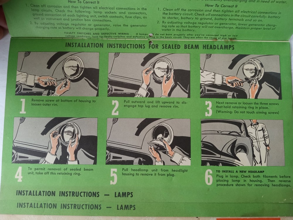 TUNG SOL Auto Lamps Flashers Servicing Guide 1940-1955 Car Trucks Specifications