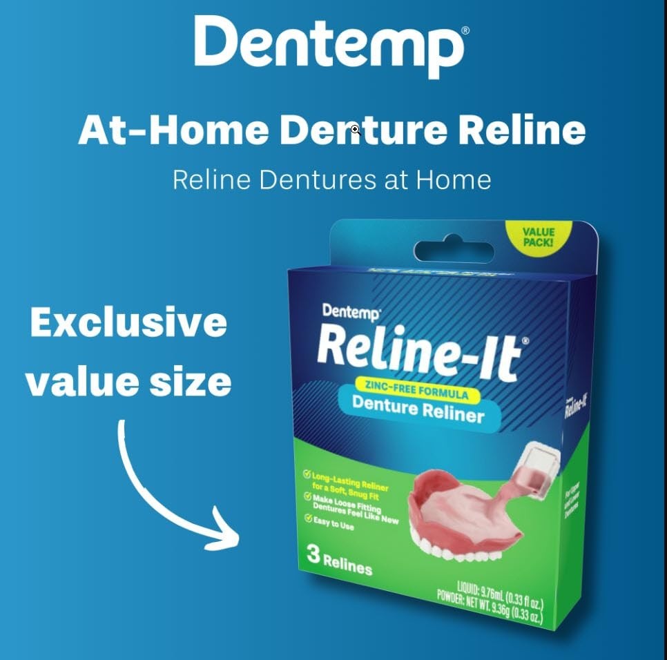 Dentemp Denture Reline Kit Value Pack Advanced Formula (3 Relines)