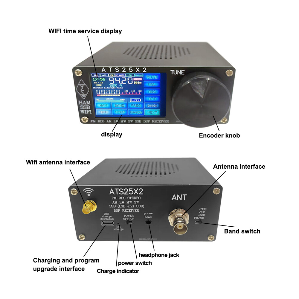ATS25 max-Decoder Si4732 Full-Band Radio Receiver Support CW RTTY FT8 SW MW