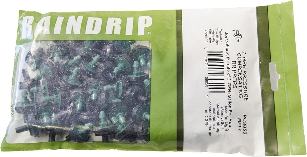 Adjustable 50-Pack Pressure Compensating Drippers - Maintains 2 GPH Flow Rate