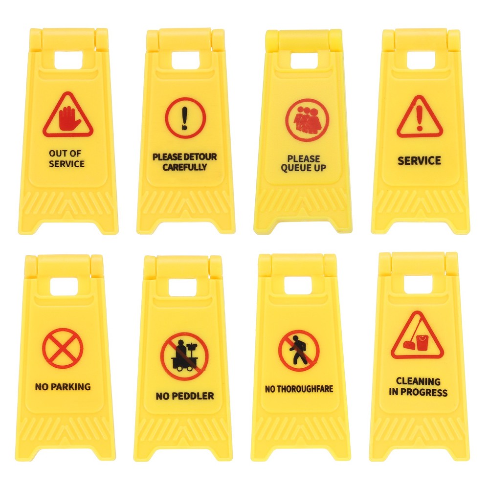 Miniature Warning Sign, Access Control Signs (Yellow, 8pcs)