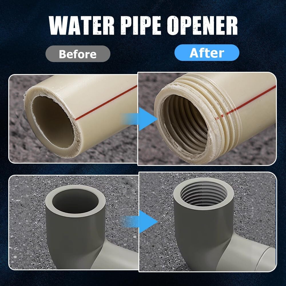 2Pcs 1/2'' 3/4'' Water Pipe Threading Tool Integrated Internal & External Pipe