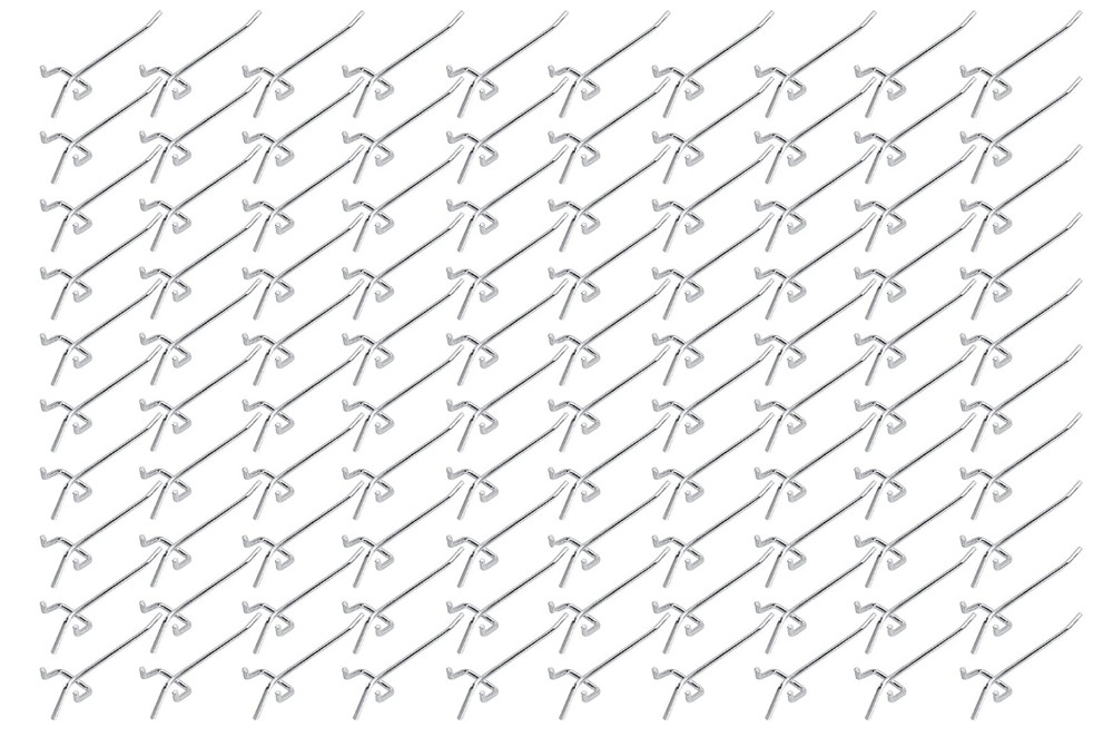 100 Pack PEG Board Pegboard Shelving Hooks 4" Length Metal