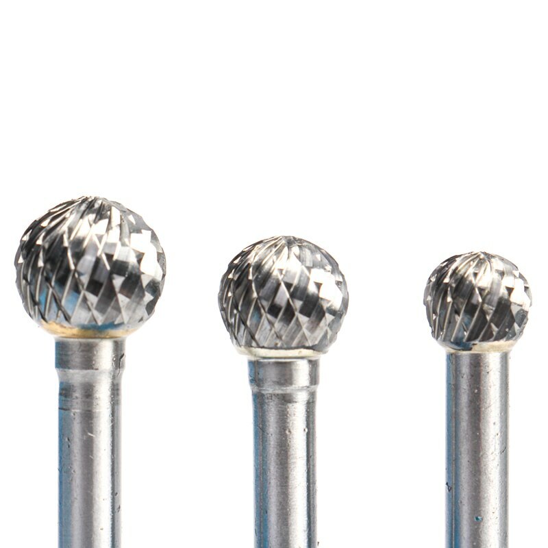 1/4" Tungsten Carbide Head Burr Rotary Drill Bits Tools Cutter Files Set Shank