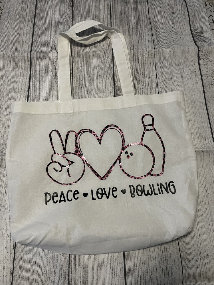 Peace Love And bowling tote Bag