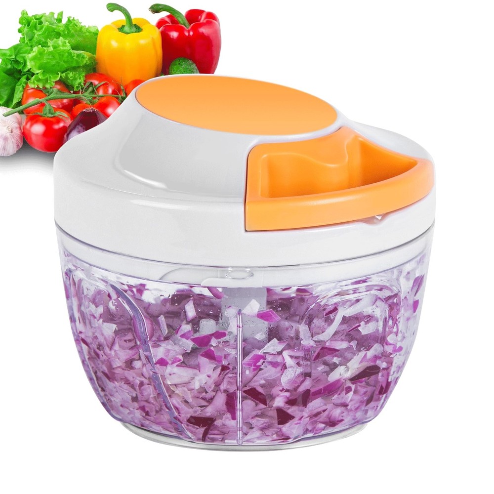 Portable Processor, 500ml Hand Operated Vegetable Chopper, Garlic Crusher