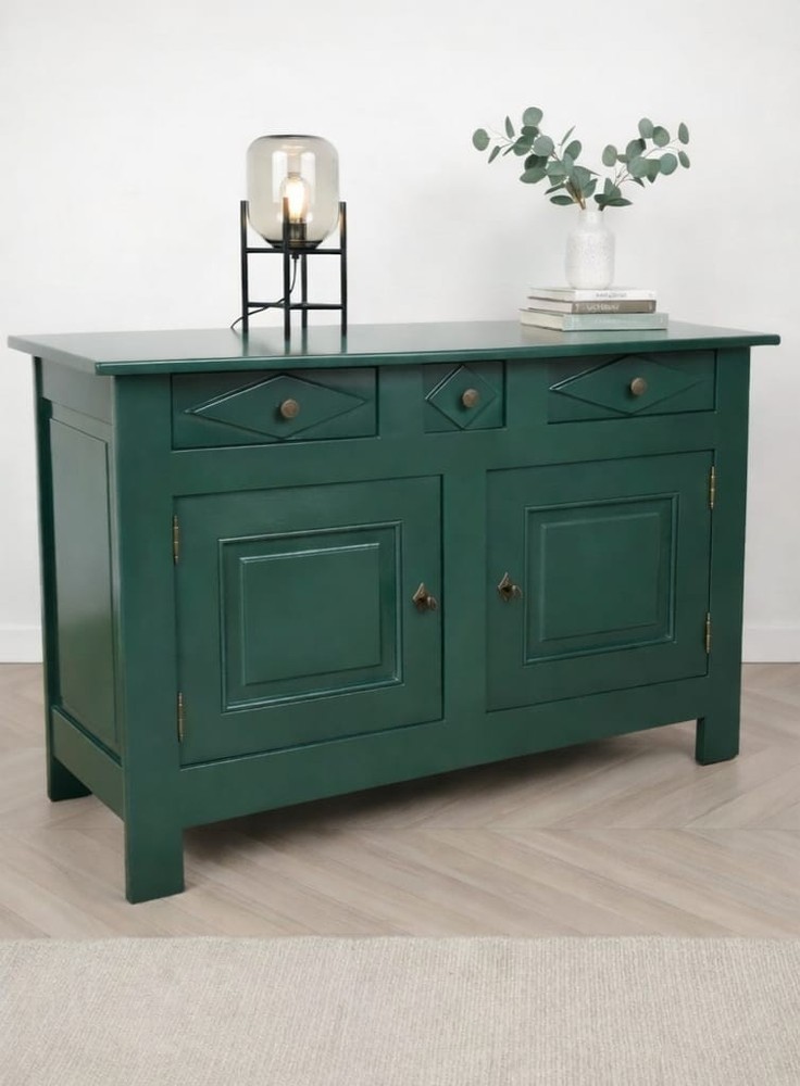 Solid OAK SIDEBOARD furniture - Hand Painted Green